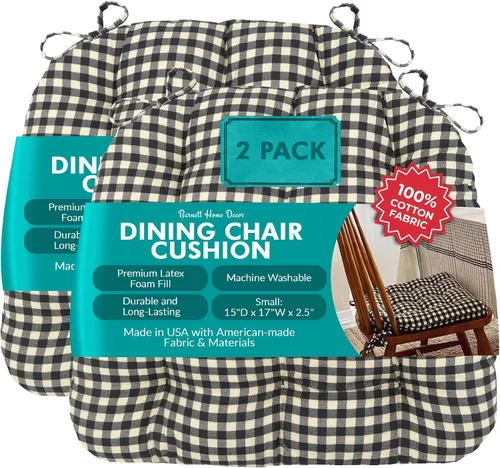Vista 40 de Barnett Home Decor Ticking Stripe Berlin Blue - Almohadilla para silla de comedor con lazos, tamaño mediano 18, relleno de espuma de látex, lavable