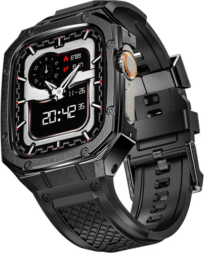 Vista 16 de SUPLINK Caja y Correa de Acero Inoxidable Compatible con Correas de Apple Watch 40mm 41mm 38mm para Hombre, Funda Resistente con Amortiguador