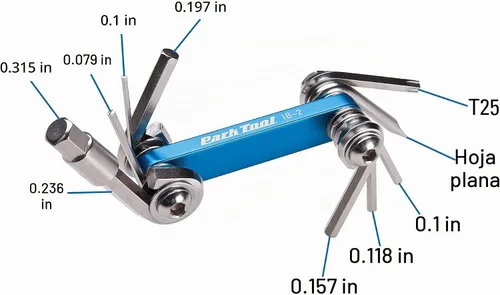 Vista 2 de Park Tool IB-2 I-Beam Mini plegable hexagonal/destornillador/Torx Set herramientas multifuncionales para bicicleta