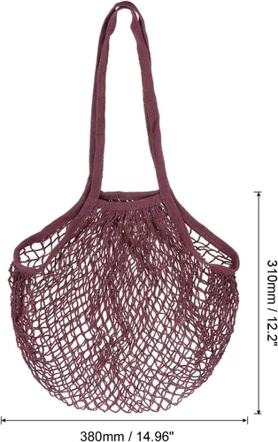 Vista 2 de MECCANIXITY Bolsa de malla de algodón con asa larga, reutilizable, lavable, malla de cadena, organizador de bolsas de comestibles para frutas