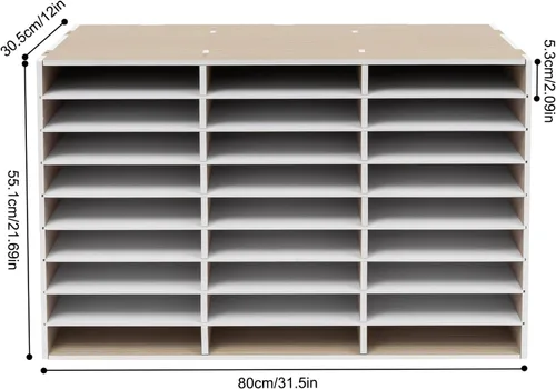Vista 3 de 27 Compartments Mail Sorter Holder, Adjustable File Sorter PVC Countertop Literature Organizer Student Mailbox for Classroom Desktop Bill Paper