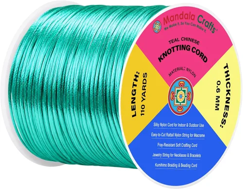 Vista 109 de Mandala Crafts Cordón de satén de cola de rattail de 0.02 in para nudos