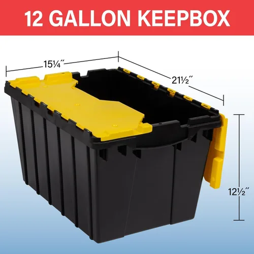 Vista 3 de Akro-Mils KeepBox Contenedor de almacenamiento de 12 galones, caja de almacenamiento de plástico apilable y anidable con tapa adjunta, bolsa