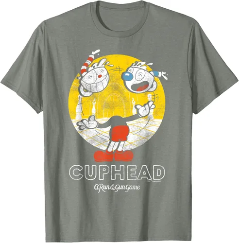 Vista 21 de Cuphead Camiseta con Mugman Head Malabarismo Negro