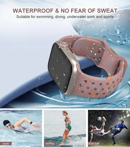 Vista 3 de Correas de silicona compatibles con Apple Watch Band de 1.496 in 1.575 in 1.614 in 1.654 in 1.732 in 1.772 in 1.811 in 1.929 in, correa deportiva