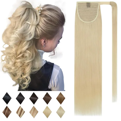 Vista 10 de SEGO - Extensiones de cabello humano, largo y liso, 100 % cabello Remy real, para mujeres, para usar en cola de caballo