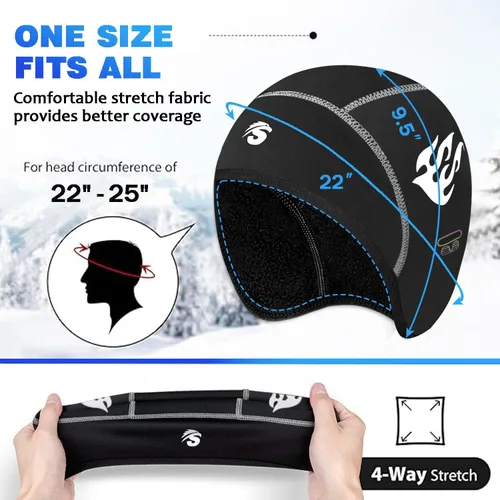 Vista 4 de Seektop 2 Pack Winter Skull Cap Helmet Liner for Men, Cycling Running Sweat Wicking Skullcap Beanie, Fits Under Helmets