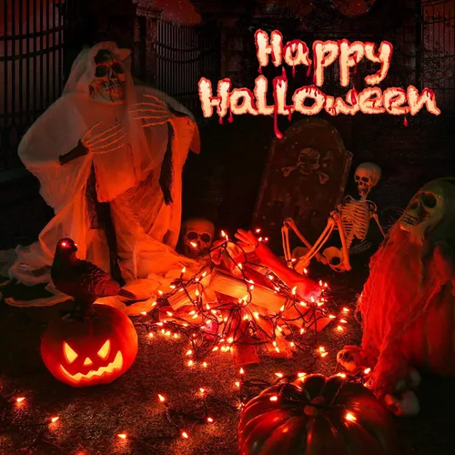 Vista 3 de Toodour Luces naranjas de Halloween, 12.5 pies, 50 luces incandescentes