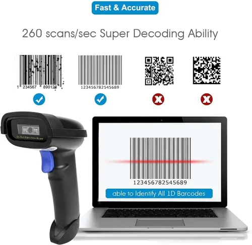 Vista 3 de NETUM Escáner de código de barras Bluetooth, compatible con función inalámbrica y Bluetooth de 2.4G y conexión con cable, conecta teléfono NT-1228BC