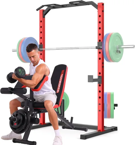 Vista 7 de OPPSDECOR Power Cage Power Rack, Multi-Functional Weight Cage with More Training Attachments, Heavy-Duty Construction Squat Rack for Home Gym