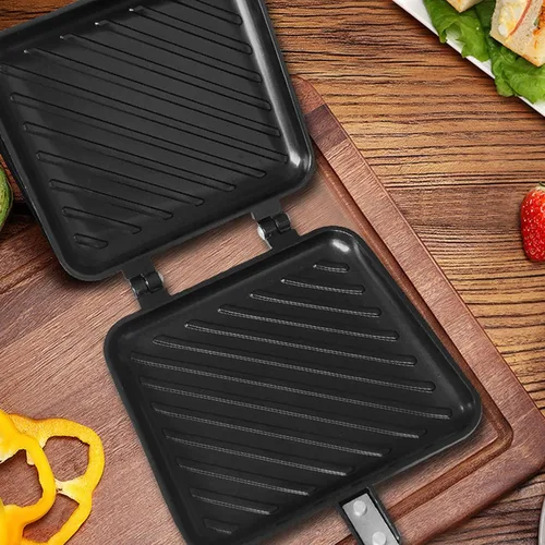 Vista 8 de Sartén para sándwich, sartenes de desayuno para evitar pegar panini haciendo panini patrón rejilla adecuada para hacer sándwiches