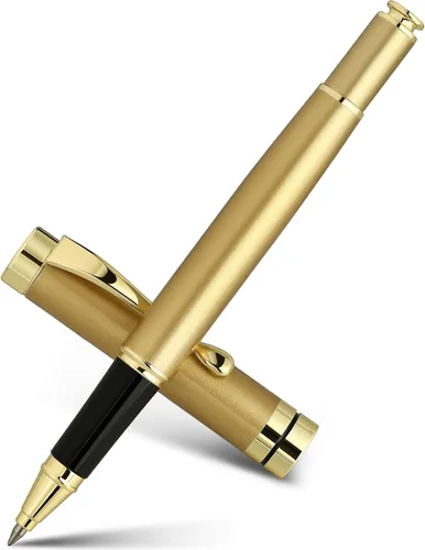 Vista 14 de BEILUNER - Bolígrafos personalizados de alta calidad, impresionante bolígrafo de metal cromado de plata brillante con borde dorado, elegante set