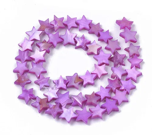 Vista 2 de Fashewelry 45 cuentas sueltas de concha de agua dulce natural de estrella celestial, cuentas espaciadoras planas de cinco puntas totalmente