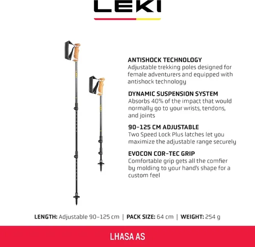 Vista 2 de LEKI Lhasa AS - Bastones de senderismo ligeros ajustables de aluminio para senderismo y senderismo