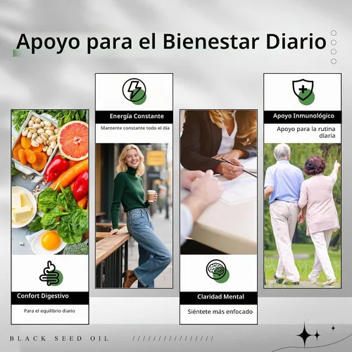 Vista 6 de Aceite de semilla negra etíope Hano con 4.64% de timoquinona, 60 cápsulas blandas