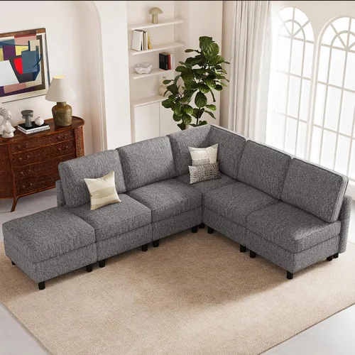 Vista 19 de Belffin - Sofá cama modular de 110.2 pulgadas, 12 asientos, color beige