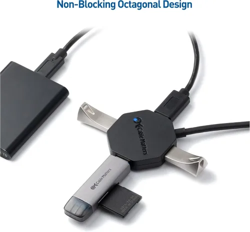 Vista 2 de Cable Matters Hub USB Ultra Mini de 4 puertos con cable de extensión largo de 4 pies, concentrador USB 3.0 con múltiples puertos para una velocidad