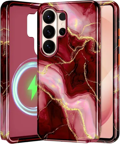 Vista 55 de Btscase para Samsung Galaxy S25, [Probado contra caídas de grado militar] Funda protectora de diseño de patrón de mármol, resistente, delgada
