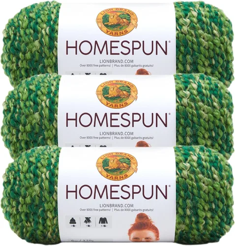 Vista 11 de Lion Brand Yarn Hilo Homespun, Hilo Suave y Voluminoso para Tejer, Ganchillo y Manualidades, 1 paquete, Beachside Stripes