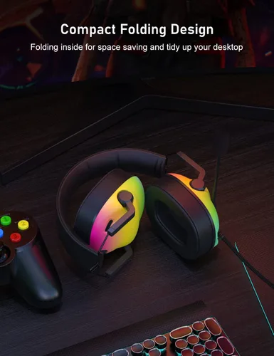 Vista 3 de SENZER SG500 Surround Sound Pro - Auriculares para juegos con micrófono con cancelación de ruido, acolchado de espuma viscoelástica suave