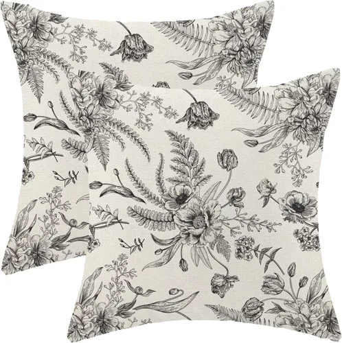 Vista 11 de CXMEIFLY Juego de 2 fundas de almohada de hojas florales de primavera de 16 x 16 pulgadas, para decoración de flores chinoiserie, almohadas