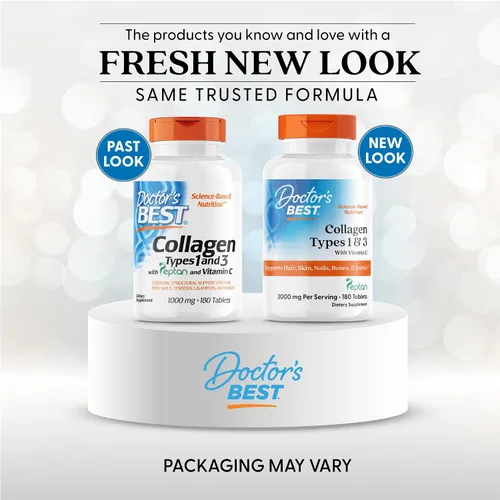 Vista 2 de Doctor's Best Péptidos de colágeno Tipos 1 & 3 - Suplemento de colágeno para mujeres y hombres, apoya la salud del cabello, la piel, las uñas