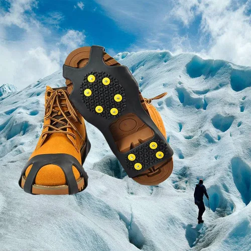 Vista 8 de HoFire Ice Cleats, Ice Grips Traction Cleats Grippers Non-Slip Over ShoeBoot Rubber Spikes Crampons Anti Easy Slip 10 Steel Studs Crampons Slip-on