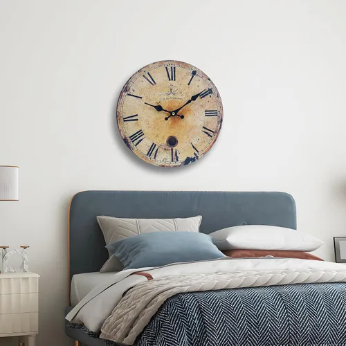 Vista 8 de Reloj de pared rústico grande, silencioso, funciona con pilas, para sala de estar, estilo vintage, de 24 pulgadas, sin tictac, para cocina