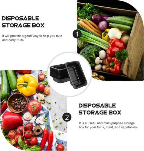 Vista 3 de Hemoton 50 bandejas desechables para verduras, bandejas de frutas resistentes para servir aperitivos, catering, recipientes de alimentos