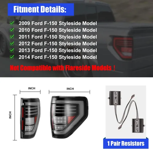 Vista 4 de ROXX Luces traseras para Ford F150, conjunto de luces traseras secuenciales LED para Ford F150 2009 2010 2011 2012 2013 2014