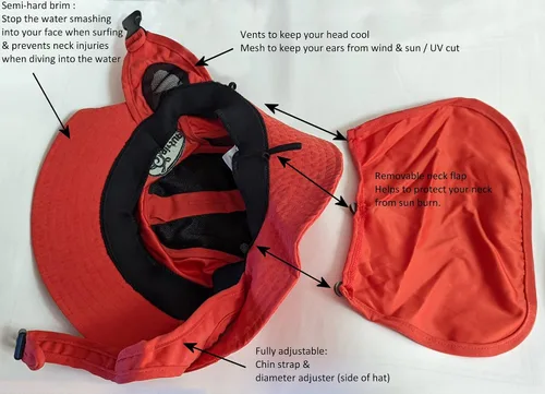 Vista 2 de airSUP Sombrero de pescador para surf y protección solar de ala ancha de poliéster de secado rápido