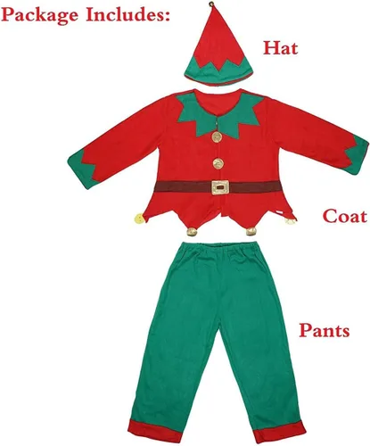 Vista 5 de Snailify Disfraz de elfo de Navidad para niños y niños