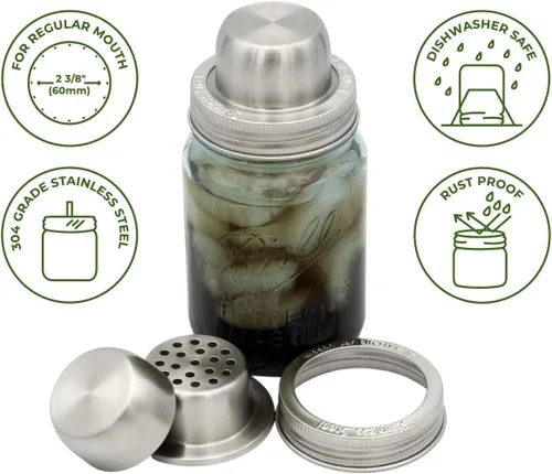Vista 2 de W&P Mason - Tapa para coctelera con banda de acero inoxidable Mason Jar Lifestyle