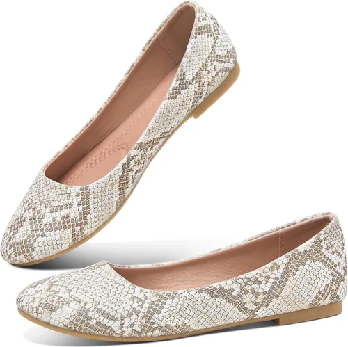Vista 25 de Obtaom Zapatos planos de puntera redonda para mujer, zapatos de ballet negros para niñas