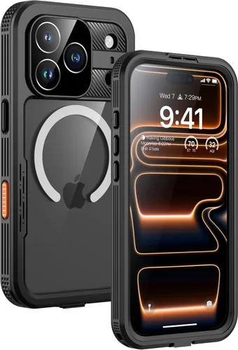 Vista 43 de Lanhiem - Funda magnética para iPhone 16, impermeable, antiespía negro Anti-Spy Negro