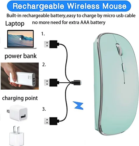 Vista 7 de Ratón Bluetooth recargable inalámbrico Bluetooth Mouse para iPad Pro iPad Air Mac MacBook Pro MacBook Air Laptop Chromebook Windows HP DELL (azul)