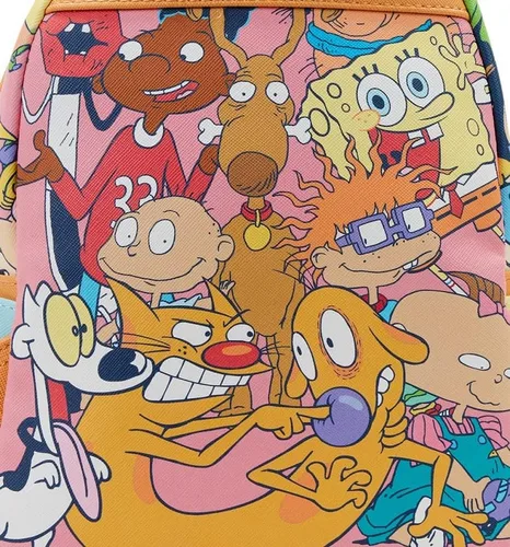 Vista 4 de Loungefly Nickelodeon Nick 90s Color Block AOP Mini Mochila, Multi colorido