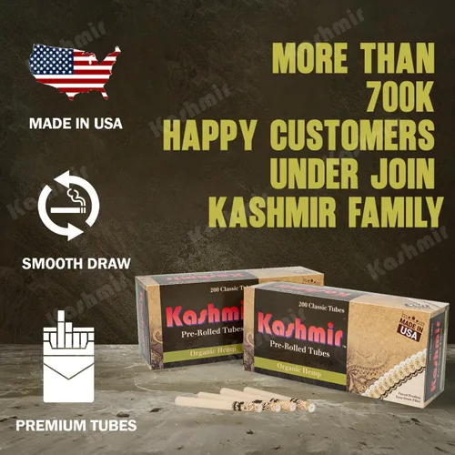 Vista 2 de Kashmir Tubos de cigarrillos tamaño King orgánico caja de 200 unidades - Tubos de papel natural sin blanquear de 3.307 in con filtros - Tubos