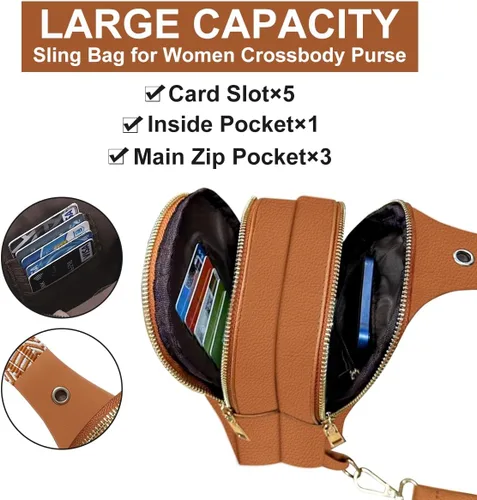 Vista 4 de HenFit Bolsos cruzados pequeños para mujer, bolso bandolera pequeño para mujer, bolso cruzado de cuero vegano con correa de guitarra para viajes