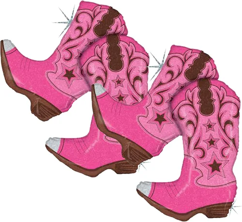 Vista 4 de Artisan Owl Botas vaqueras bailarinas rosadas Jumbo 36" Foil Party Balloon – 1 unidad
