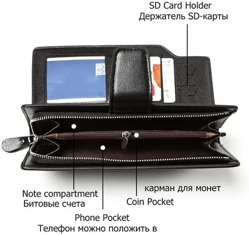 Vista 3 de Billetera para hombre cartera larga para hombre cartera de piel sintética con cremallera cartera para hombre monedero color A tamaño talla única
