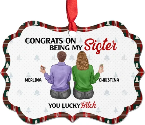 Vista 8 de Adorno de Bestie, Congrats On Being My Bettie You Lucky - Adorno de Navidad personalizado, regalos para alma gemela, árbol de Navidad colgante