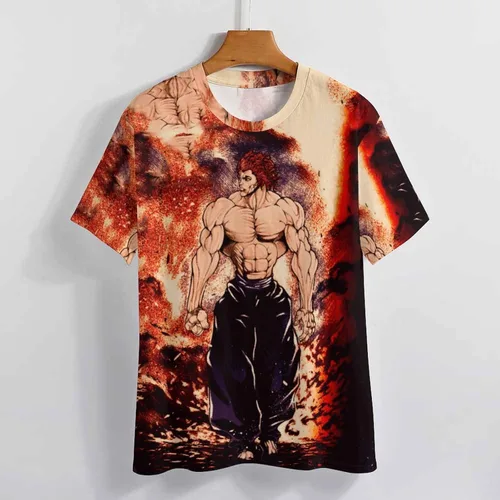 Vista 8 de Camiseta deportiva de manga corta unisex para hombre, diseño de anime Baki The Grappler, Baki Hanma Yujiro, talla 4XL