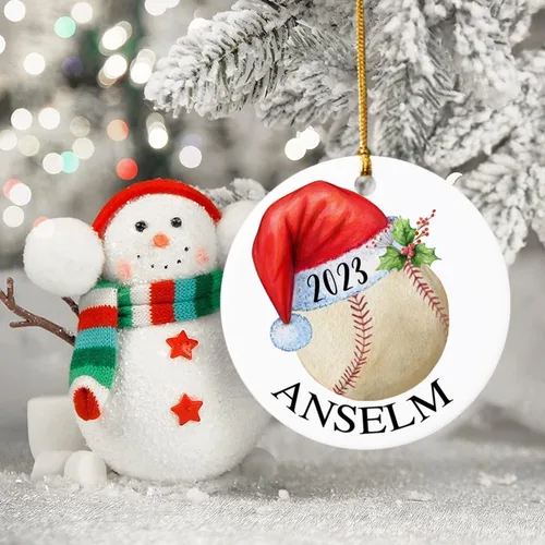 Vista 3 de Adorno de Navidad de béisbol para niños, adorno de Navidad personalizado, adorno de jugador de béisbol, adornos para árbol de Navidad 2024, regalo