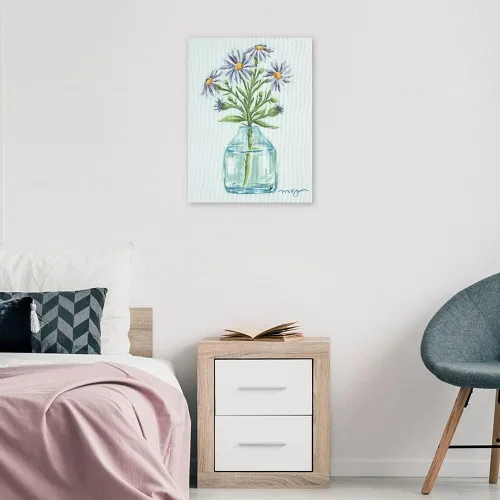 Vista 2 de Fine Art Canvas Lienzo impreso de Aster-Flower of the Month de septiembre, obra de arte de Morgan Harrington, 15.0 in de ancho x 19.7 in de alto