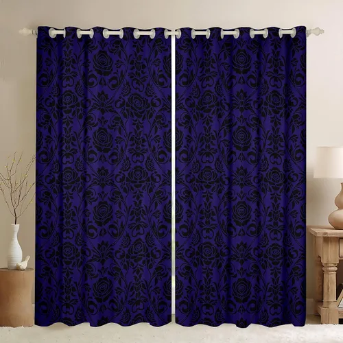 Vista 22 de Feelyou Purple Leopard Print Blackout Curtains Black Wild Safari Darkening Drapes for Bedroom Living Room Decor Cheetah Fur Wildlife Thermal