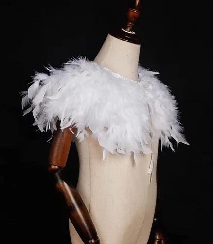 Vista 7 de L'VOW Chal de plumas iridiscente para niños de moda para fiestas de juegos (copos blancos)