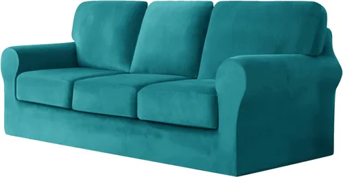 Vista 39 de Funda de sofá con fundas de cojín de asiento separadas y fundas de respaldo, fundas elásticas para sofá, fundas protectoras de terciopelo