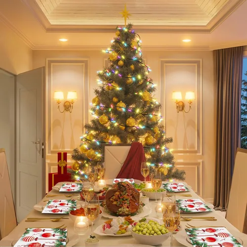 Vista 7 de 50 piezas de servilletas de Navidad para invitados, paquete de 3 capas, servilletas desechables de papel para fiestas, bolas de Navidad, servilletas