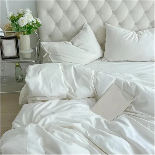 Vista 5 de Bed, White Duvet Cover Set Soft Double Large Super Soft Bedding Set Duvet Cover Sheet Pillowcase